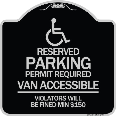 Signmission Connecticut Reserved Parking Permit Required Van Accessible Violators Will Be Fined M, BS-1818-24657 A-DES-BS-1818-24657
